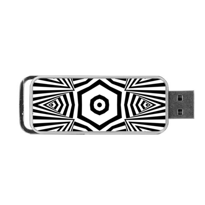 Black and White Line Art Stripes Pattern Portable USB Flash (Two Sides)