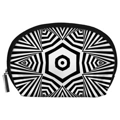 Black And White Line Art Stripes Pattern Accessory Pouch (large) by SpinnyChairDesigns