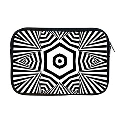 Black And White Line Art Stripes Pattern Apple Macbook Pro 17  Zipper Case by SpinnyChairDesigns