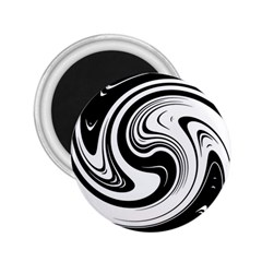 Black And White Swirl Spiral Swoosh Pattern 2 25  Magnets by SpinnyChairDesigns