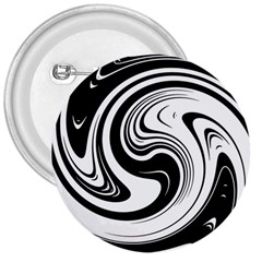 Black And White Swirl Spiral Swoosh Pattern 3  Buttons by SpinnyChairDesigns