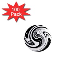 Black And White Swirl Spiral Swoosh Pattern 1  Mini Magnets (100 Pack)  by SpinnyChairDesigns