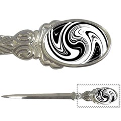 Black And White Swirl Spiral Swoosh Pattern Letter Opener by SpinnyChairDesigns