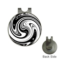 Black And White Swirl Spiral Swoosh Pattern Hat Clips With Golf Markers by SpinnyChairDesigns