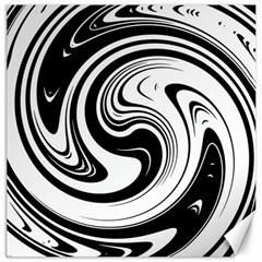 Black And White Swirl Spiral Swoosh Pattern Canvas 12  X 12  by SpinnyChairDesigns