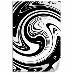 Black And White Swirl Spiral Swoosh Pattern Canvas 12  X 18  by SpinnyChairDesigns