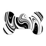 Black and White Swirl Spiral Swoosh Pattern Dog Tag Bone (One Side) Front