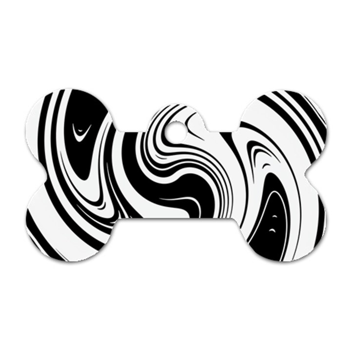 Black and White Swirl Spiral Swoosh Pattern Dog Tag Bone (One Side)