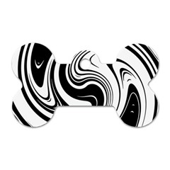 Black And White Swirl Spiral Swoosh Pattern Dog Tag Bone (two Sides) by SpinnyChairDesigns