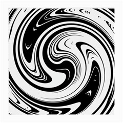 Black And White Swirl Spiral Swoosh Pattern Medium Glasses Cloth (2 Sides) by SpinnyChairDesigns