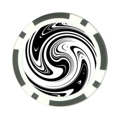 Black And White Swirl Spiral Swoosh Pattern Poker Chip Card Guard by SpinnyChairDesigns