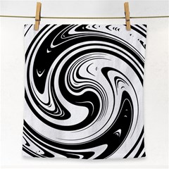 Black And White Swirl Spiral Swoosh Pattern Face Towel by SpinnyChairDesigns