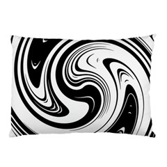 Black And White Swirl Spiral Swoosh Pattern Pillow Case by SpinnyChairDesigns