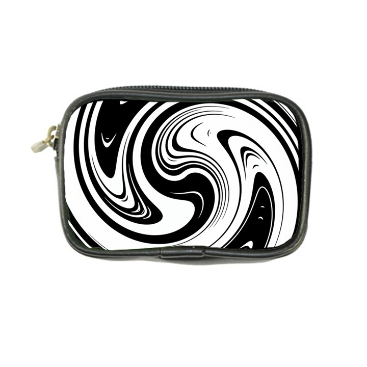 Black and White Swirl Spiral Swoosh Pattern Coin Purse