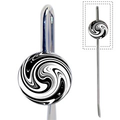 Black And White Swirl Spiral Swoosh Pattern Book Mark by SpinnyChairDesigns