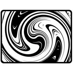 Black And White Swirl Spiral Swoosh Pattern Fleece Blanket (large)  by SpinnyChairDesigns