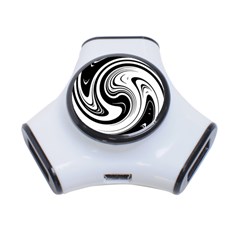 Black And White Swirl Spiral Swoosh Pattern 3-port Usb Hub by SpinnyChairDesigns