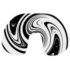 Black And White Swirl Spiral Swoosh Pattern Travel Neck Pillow by SpinnyChairDesigns