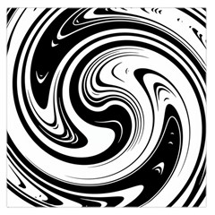 Black And White Swirl Spiral Swoosh Pattern Large Satin Scarf (square) by SpinnyChairDesigns