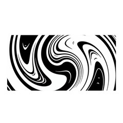 Black And White Swirl Spiral Swoosh Pattern Satin Wrap by SpinnyChairDesigns