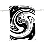 Black and White Swirl Spiral Swoosh Pattern  Lightweight Drawstring Pouch (XL) Front