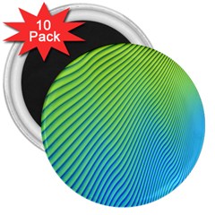 Blue Green Abstract Stripe Pattern  3  Magnets (10 Pack)  by SpinnyChairDesigns