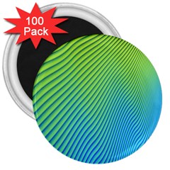 Blue Green Abstract Stripe Pattern  3  Magnets (100 Pack) by SpinnyChairDesigns