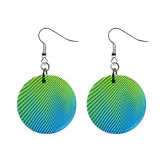 Blue Green Abstract Stripe Pattern  Mini Button Earrings by SpinnyChairDesigns