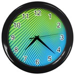 Blue Green Abstract Stripe Pattern  Wall Clock (Black) Front