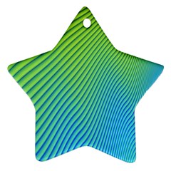 Blue Green Abstract Stripe Pattern  Star Ornament (two Sides) by SpinnyChairDesigns