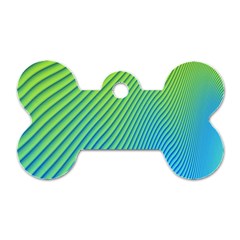 Blue Green Abstract Stripe Pattern  Dog Tag Bone (two Sides) by SpinnyChairDesigns