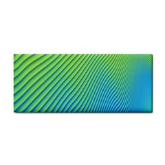 Blue Green Abstract Stripe Pattern  Hand Towel by SpinnyChairDesigns