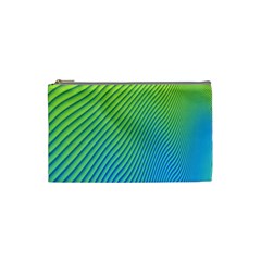 Blue Green Abstract Stripe Pattern  Cosmetic Bag (small) by SpinnyChairDesigns