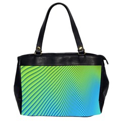 Blue Green Abstract Stripe Pattern  Oversize Office Handbag (2 Sides) by SpinnyChairDesigns