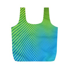 Blue Green Abstract Stripe Pattern  Full Print Recycle Bag (m) by SpinnyChairDesigns