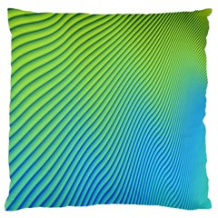 Blue Green Abstract Stripe Pattern  Large Flano Cushion Case (one Side) by SpinnyChairDesigns