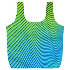 Blue Green Abstract Stripe Pattern  Full Print Recycle Bag (xxxl) by SpinnyChairDesigns