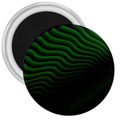 Black And Green Abstract Stripes Gradient 3  Magnets by SpinnyChairDesigns