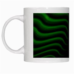 Black And Green Abstract Stripes Gradient White Mugs by SpinnyChairDesigns