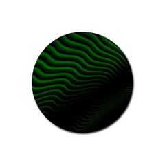 Black And Green Abstract Stripes Gradient Rubber Coaster (round)  by SpinnyChairDesigns