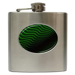 Black And Green Abstract Stripes Gradient Hip Flask (6 Oz) by SpinnyChairDesigns