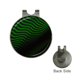 Black And Green Abstract Stripes Gradient Hat Clips With Golf Markers by SpinnyChairDesigns