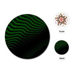 Black And Green Abstract Stripes Gradient Playing Cards Single Design (round) by SpinnyChairDesigns