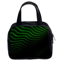 Black And Green Abstract Stripes Gradient Classic Handbag (two Sides) by SpinnyChairDesigns