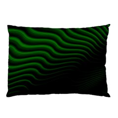 Black And Green Abstract Stripes Gradient Pillow Case by SpinnyChairDesigns