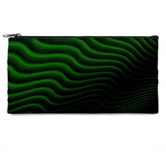 Black And Green Abstract Stripes Gradient Pencil Case by SpinnyChairDesigns