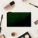 Black and Green Abstract Stripes Gradient Cosmetic Bag (Small) Front