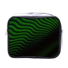 Black And Green Abstract Stripes Gradient Mini Toiletries Bag (one Side) by SpinnyChairDesigns