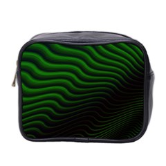 Black And Green Abstract Stripes Gradient Mini Toiletries Bag (two Sides) by SpinnyChairDesigns