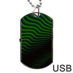 Black And Green Abstract Stripes Gradient Dog Tag Usb Flash (one Side) by SpinnyChairDesigns